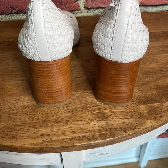 COS Braided White Leather Shoes with Block Funky Heels Size 9 - Picture 12 of 15